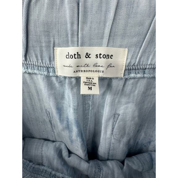 Cloth & Stone Anthropologie Blue Lyocell Tie-Dyed Chambray Joggers Women's Sz M - Picture 9 of 10